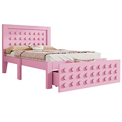 OKWISH Lit avec rangement 90x190 cm - Lit avec sommier - Rose pas cher