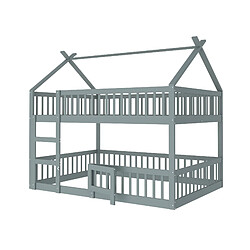 OKWISH Lit superposé 140x200 cm - Lit cabane enfant - Gris pas cher