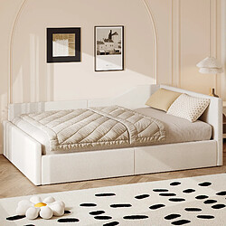 OKWISH Lit gigogne 140x200 cm Lit coffre double - Beige