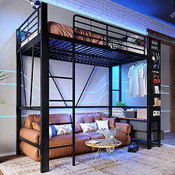 OKWISH Lit Mezzanine 90x200 cm - Lit Simple - Noir