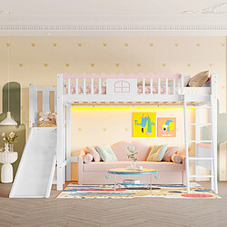 OKWISH Lit mezzanine 90x200 cm Lit déco étagère - Blanc