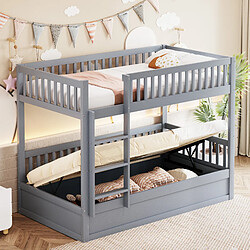 OKWISH Lit superposé 90x200 cm Échelle verticale - Gris