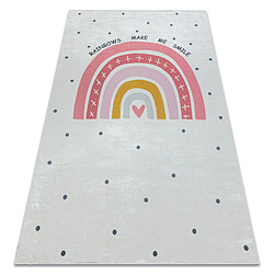 RUGSX Tapis lavable BAMBINO 47810 Arc-en-ciel, points pour les enfants antidérapant - blanc rose 80x150 cm