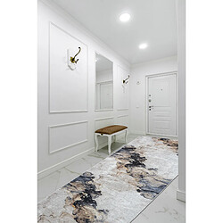 Avis RUGSX TAPIS DE COULOIR antidérapant LOTUS SHADOWS 37550 Abstraction beige gris lavable 120cm 120x360 cm