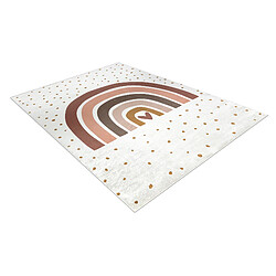 Avis RUGSX Tapis lavable BAMBINO 46960 Arc-en-ciel, points pour les enfants antidérapant - blanc marron 200x290 cm
