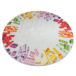 RUGSX Tapis lavable BAMBINO 38480 cercle Kit de construction pour les enfants antidérapant - gris jaune cercle 100 cm