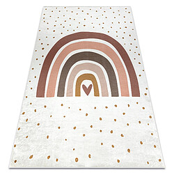 RUGSX Tapis lavable BAMBINO 46960 Arc-en-ciel, points pour les enfants antidérapant - blanc marron 200x290 cm 