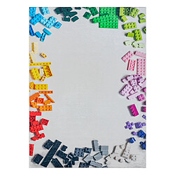 RUGSX Tapis lavable BAMBINO 38480 Kit de construction pour les enfants antidérapant - gris jaune 120x170 cm
