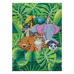 RUGSX Tapis lavable BAMBINO 2651 Animaux, Jungle pour les enfants antidérapant - vert marron 120x170 cm