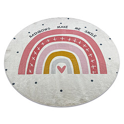 RUGSX Tapis lavable BAMBINO 47810 cercle Arc-en-ciel, points pour les enfants antidérapant - blanc rose cercle 160 cm