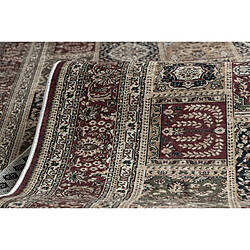 RUGSX TAPIS DE COULOIR antidérapant LOTUS CASSETTES 39980 Oriental beige rouge lavable 60cm 60x900 cm pas cher