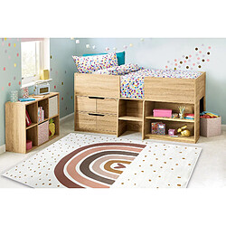 RUGSX Tapis lavable BAMBINO 46960 Arc-en-ciel, points pour les enfants antidérapant - blanc marron 200x290 cm pas cher