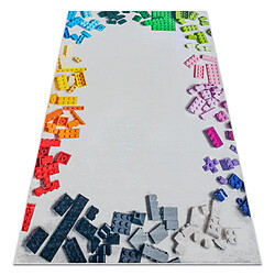 RUGSX Tapis lavable BAMBINO 38480 Kit de construction pour les enfants antidérapant - gris jaune 120x170 cm