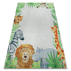 RUGSX Tapis lavable BAMBINO 54090 Animaux, Afrique pour les enfants antidérapant - blanc vert 80x150 cm