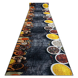 RUGSX TAPIS DE COULOIR antidérapant LOTUS KITCHEN 40580 Vaisselle, pour la cuisine gris jaune lavable 120cm 120x150 cm