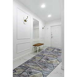 Avis RUGSX TAPIS DE COULOIR antidérapant LOTUS MOSAIC 22010 Mosaïque gris lavable 60cm 60x490 cm