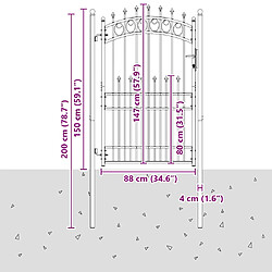 vidaXL Portail de clôture avec pointes EMMEN 200 x 100 cm pas cher