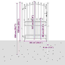 vidaXL Portail de clôture avec pointes EMMEN 200 x 100 cm pas cher