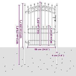 vidaXL Portail de clôture avec pointes EMMEN 170 x 100 cm pas cher