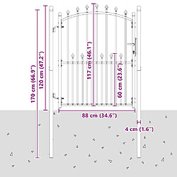 vidaXL Portail de clôture avec pointes EMMEN 150 x 100 cm pas cher