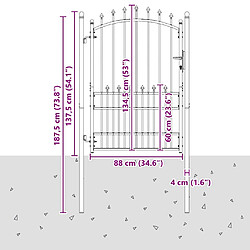 vidaXL Portail de clôture avec pointes EMMEN 170 x 100 cm pas cher