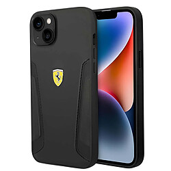 Ferrari Coque pour iPhone 14 Plus Antichoc en Cuir Stamp Sides Noir