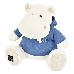 Linnea Peluche hippopotame polyester 45 cm collection HIPPO COOL blanc/bleu