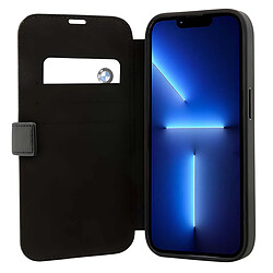 BMW Étui Booktype pour iPhone 14 Pro Antichoc en Cuir Stamp Blue Lines Noir