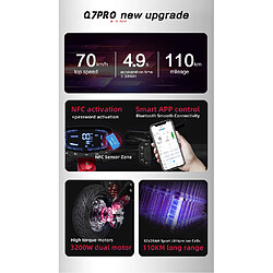 Trottinette électrique BOYUEDA Q7 Pro MAX- Double moteurs 3200W - Vitesse 70km/h - batterie 60V 38Ah - autonomie 100KM - NFC+APP