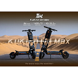 KuKirin G4 Max Trottinette électrique adulte Autonomie 95km 85km/h Moteur 3200W Pneus Tout-Terrain 12 pouces Batterie 48V35.2Ah
