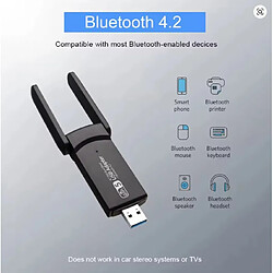 Mercatus XXI Adaptateur USB WiFi 5 Dual Band & Bluetooth 4.2, 1300 Mbps double bande 2,4/5 GHz réseau sans fil,mini dongle WiFi pour PC