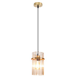 ZMH Suspension 1 Flamme Verre Modern Doré E27 Ø 16 Cm (sans Ampoule)