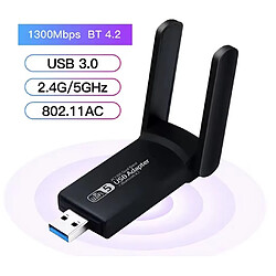 Mercatus XXI Adaptateur USB WiFi 5 Dual Band & Bluetooth 4.2, 1300 Mbps double bande 2,4/5 GHz réseau sans fil,mini dongle WiFi pour PC