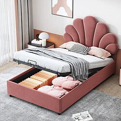 Lit coffre 90x200cm rembourré en velours - tête de lit réglable avec sommier à lattes - Gris | Leroy Merlin Lit coffre 90x200cm rembourré en velours - tête de lit réglable avec sommier à lattes - Gris | Leroy Merlin