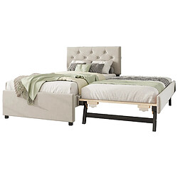OKWISH Lit gigogne 90x200 cm Lit simple avec gigogne - Beige pas cher