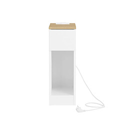 SoBuy Table de Chevet Étroite Blanche avec Chargeur, Prise Standard, USB et Type-C