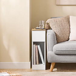 SoBuy Table de Chevet Étroite Blanche avec Chargeur, Prise Standard, USB et Type-C pas cher