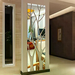 Autocollant mural miroir 3D en acrylique motif arbre, pour décoration de fond de télévision, salon, chambre à coucher~0470