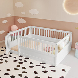 OKWISH Lit avec protection 140x200 cm Lit en bois - Blanc