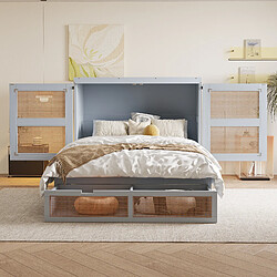 OKWISH Lit escamotable 140x200 cm Lit escamotable avec sommier - Gris