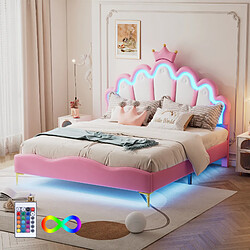 OKWISH Lit double 140 x 200 cm - Lit déco nuage - Rose
