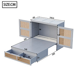 Acheter OKWISH Lit escamotable 140x200 cm Lit escamotable avec sommier - Gris