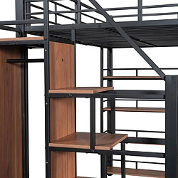 Avis DZMDIP Lit Mezzanine - 140x200cm - Noir - Escalier de rangement - 2 places
