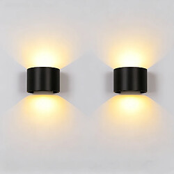 STOEX 2PCS Applique Murale Led 12W Noir Lampe Murale Aluminium Moderne Blanc Chaud