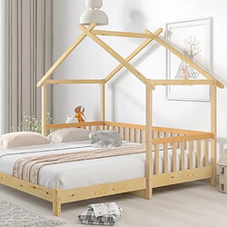 Avis DZMDIP Lit cabane enfant 90x200cm - extensible - Certifié EN747 - Lit simple et double - Bois massif - Couleur naturel