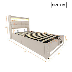 Acheter OKWISH Lit Coffre 90x200 cm Lit avec tiroirs - Beige