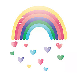 Autocollants muraux décoratifs pour chambre d'enfant, motif arc-en-ciel peint, décoration de chambre auto-adhésive~01337
