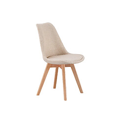 Pegane Lot de 4 chaises de salle à manger rembourrés coloris Beige - Longueur 48 x Largeur 54 x Hauteur 84 cm