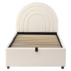 DZMDIP Lit Enfant - 90x200 cm - Tête de Lit - Coffre de Rangement - Beige