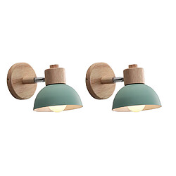 STOEX (2X) 15CM Applique Murale Rétro Moderne Bois Et Métal Angle Réglable (Vert)